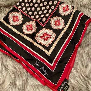 Vera Bradley 100% silk scarf black w/ red paisley